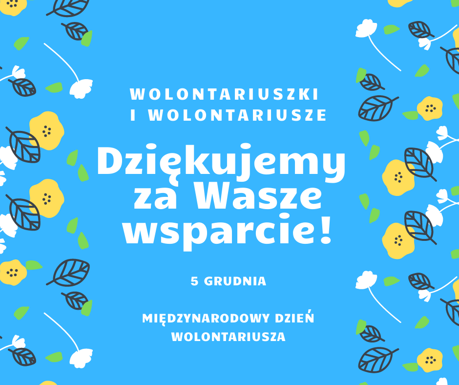 Życzenia z kwiatowym tłem dla wolontariuszy dziękujemy za wasze wsparcie