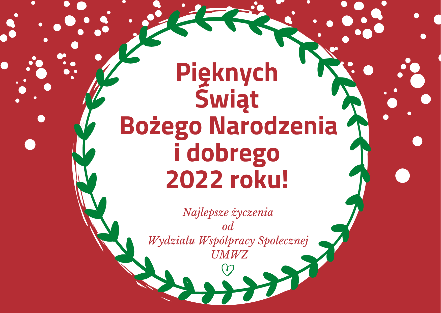 Życzenia świąteczne na biało czerwonym tle