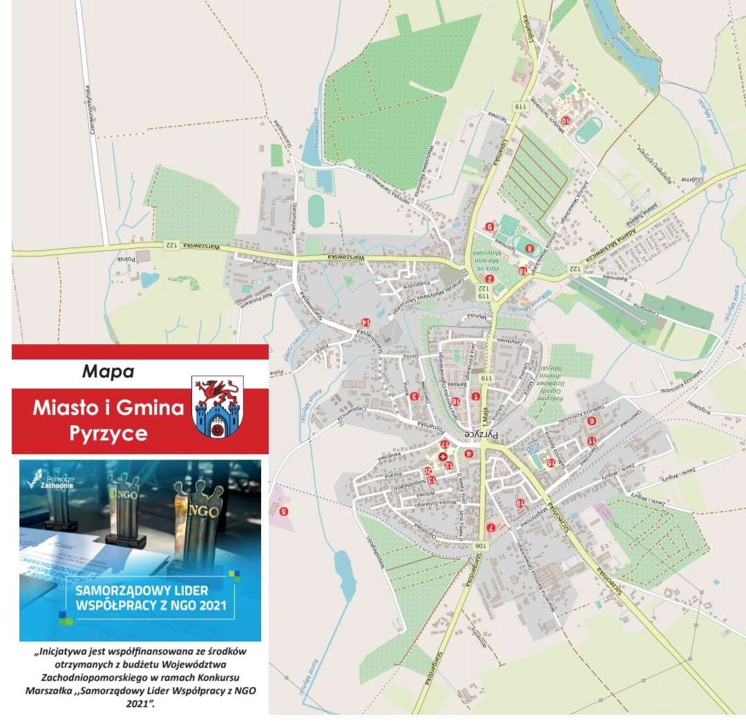 mapa gmina pyrzyce z napisem ngo
