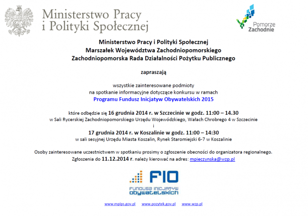 Zaproszenie na spotkanie informacyjne FIO Zaproszenie na spotkanie informacyjne FIO