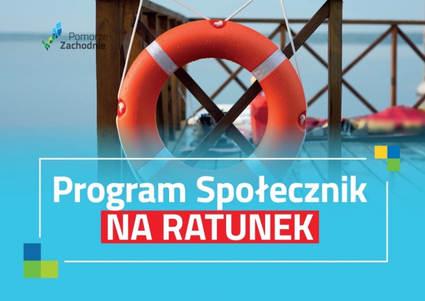 Logo Programu Społecznik na Ratunek w tle koło ratunkowe