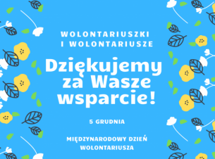 Życzenia z kwiatowym tłem dla wolontariuszy dziękujemy za wasze wsparcie