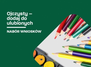 Logotyp zielone tło kolorowe kredki