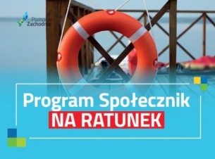 Logo Programu Społecznik na Ratunek w tle koło ratunkowe
